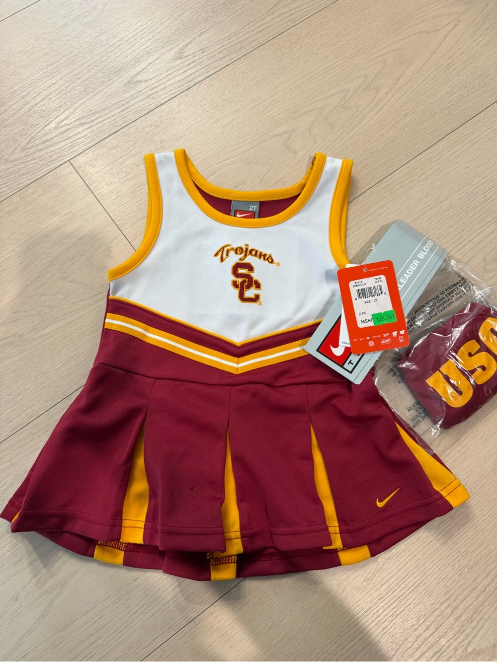 NWT USC Nike Trojans Song Cardinal & Gold Cheer Dress | 2T